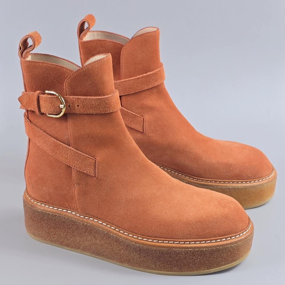 Ulla Johnson Tan Ankle Boots with Suede Finish Size 7.5